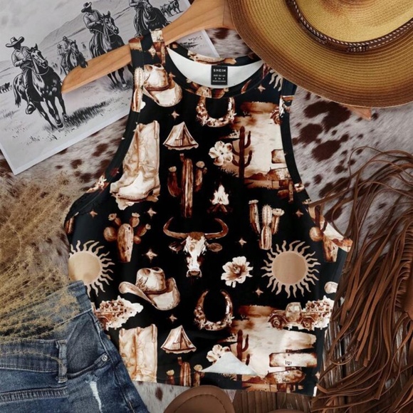 Fun Western Pink Tanks in various colors and sizes Xs-4Xl - Picture 6 of 8